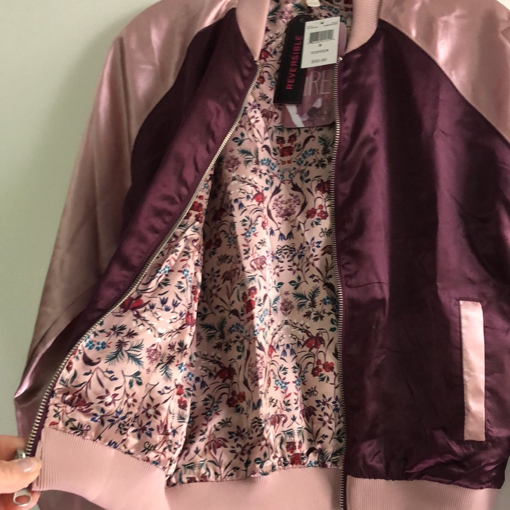 Satin Bomber jacket - reversible Love, Fire